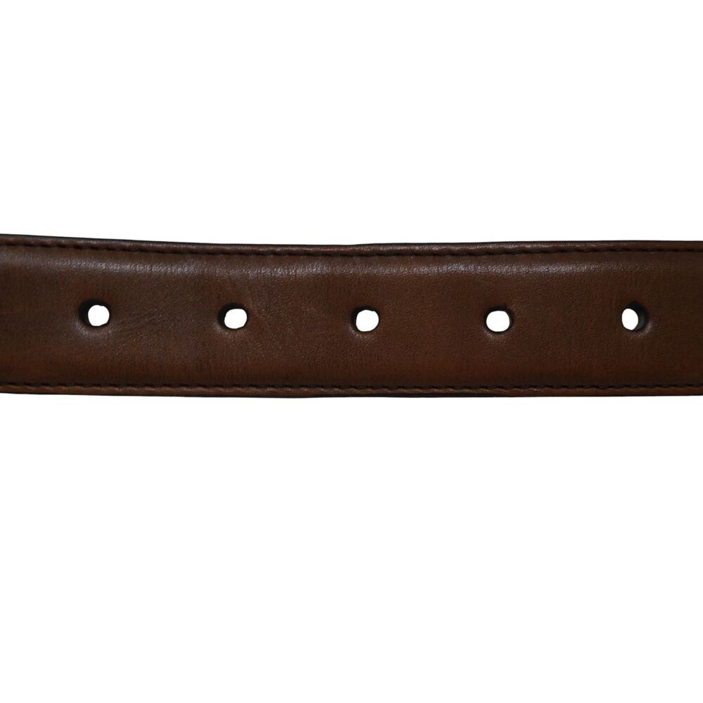 Cole Haan Brown Leather Sold Brass Buckle Mens Belt - Picture 6 of 11